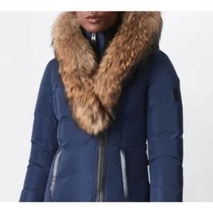 Mackage Kay-F Navy and Black Heavy Down Hooded Jacket Sz. M